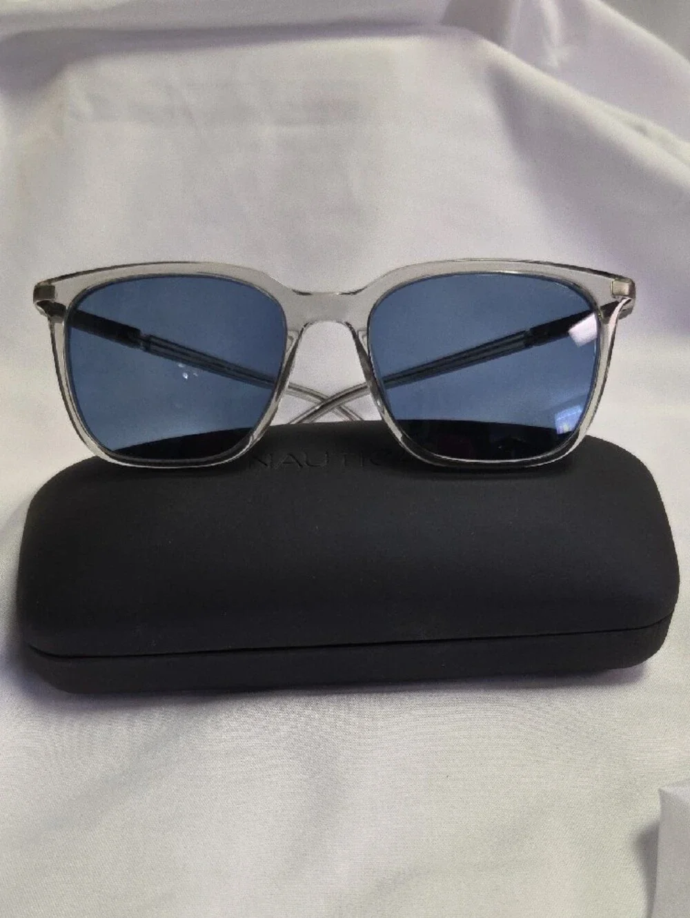 Nautica Grey Frame Sunglasses with Blue Lenses